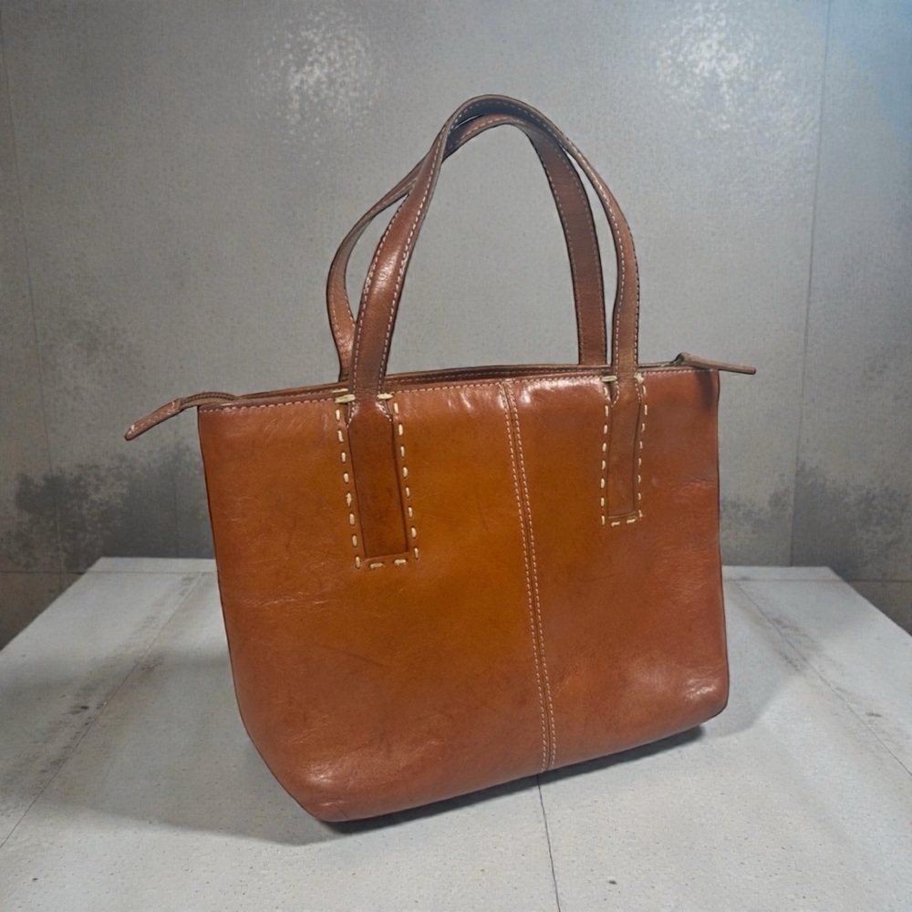 Vintage Y2K Fossil Stitched Leather Handbag